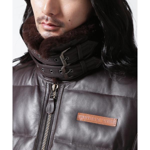 LEATHER DOWN BOMMER JACKET ／ レザー ダウン ボマー ジャケットの画像