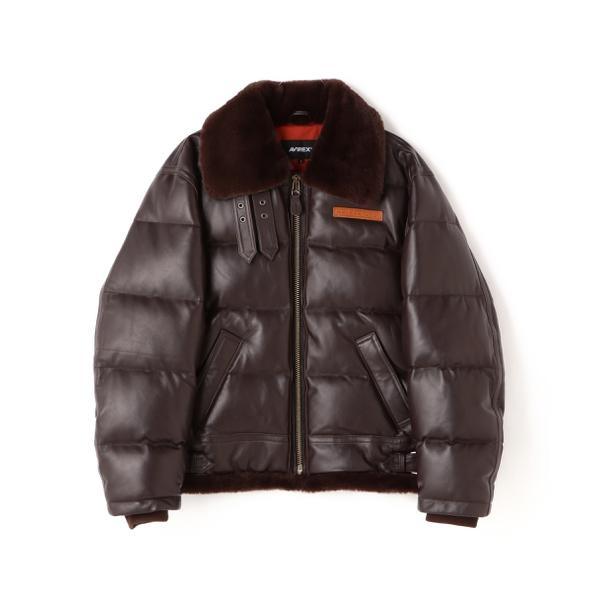 LEATHER DOWN BOMMER JACKET ／ レザー ダウン ボマー ジャケットの画像