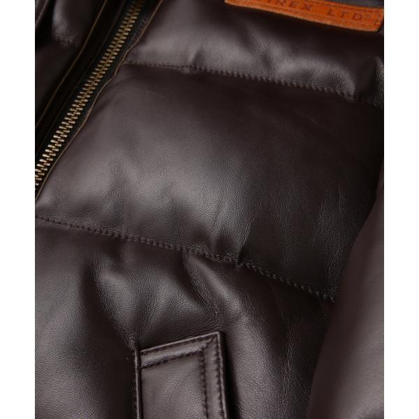 LEATHER DOWN BOMMER JACKET ／ レザー ダウン ボマー ジャケットの画像