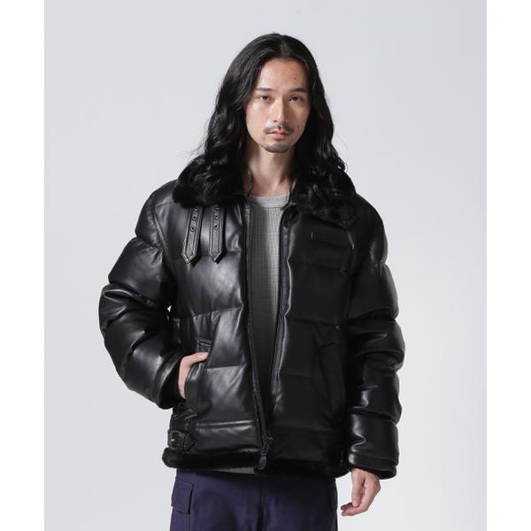LEATHER DOWN BOMMER JACKET ／ レザー ダウン ボマー ジャケットの画像