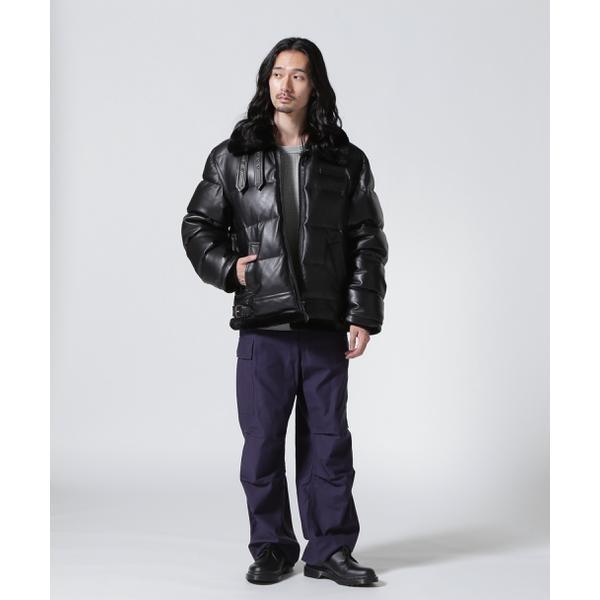 LEATHER DOWN BOMMER JACKET ／ レザー ダウン ボマー ジャケットの画像