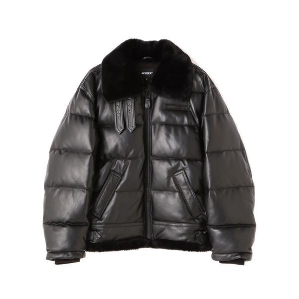 LEATHER DOWN BOMMER JACKET ／ レザー ダウン ボマー ジャケットの画像