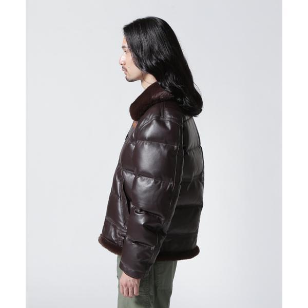 LEATHER DOWN BOMMER JACKET ／ レザー ダウン ボマー ジャケットの画像