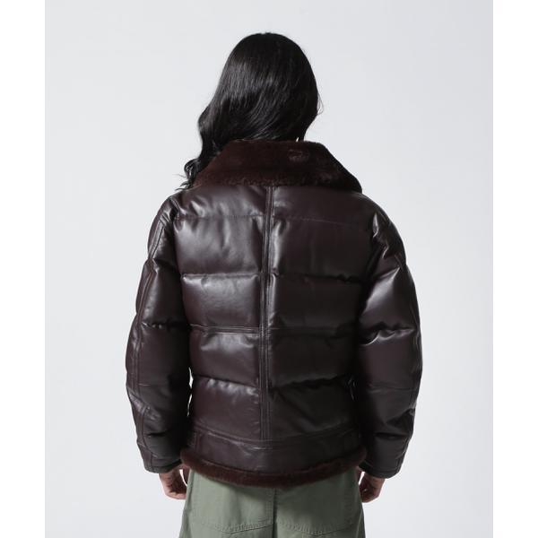 LEATHER DOWN BOMMER JACKET ／ レザー ダウン ボマー ジャケットの画像