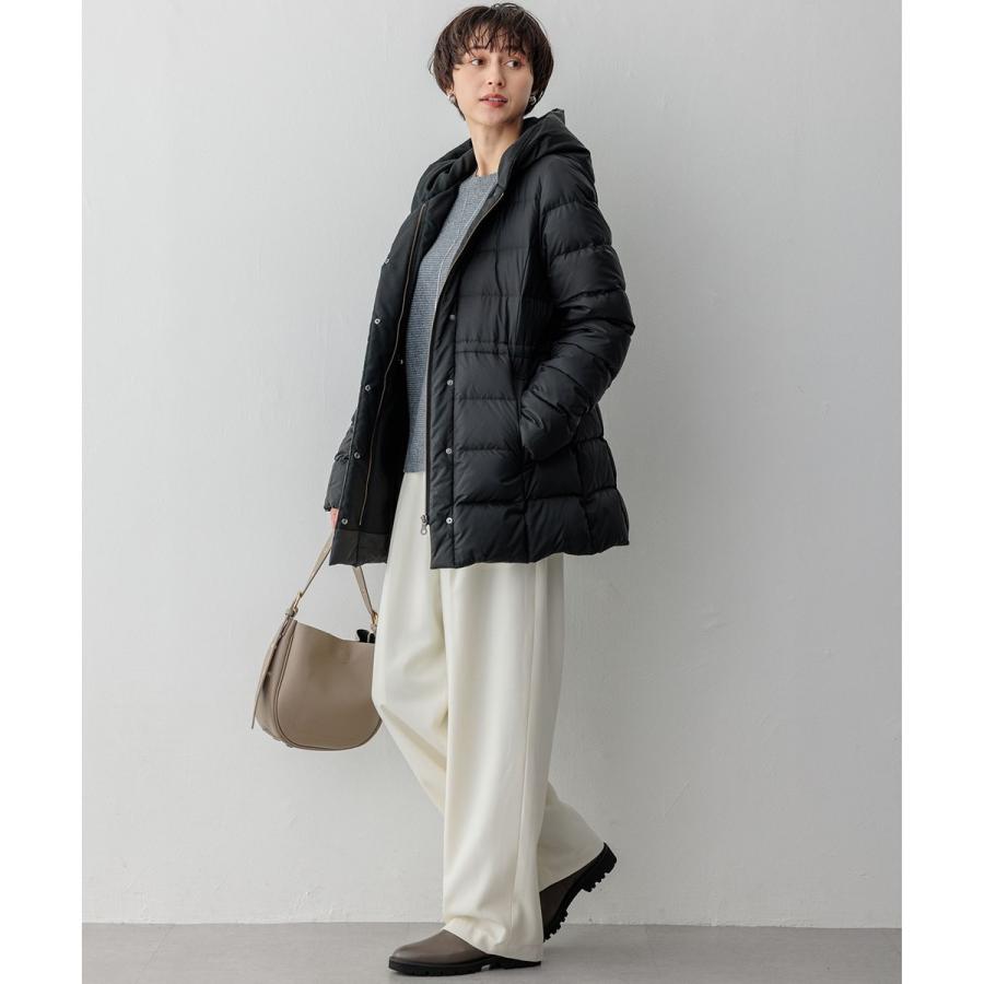 美品✨23区　洗える シレータフタ ミドル丈 ダウンコート フード 黒　48 VERY12月号掲載/新色追加】シレータフタ ミドル丈 ダウンコート