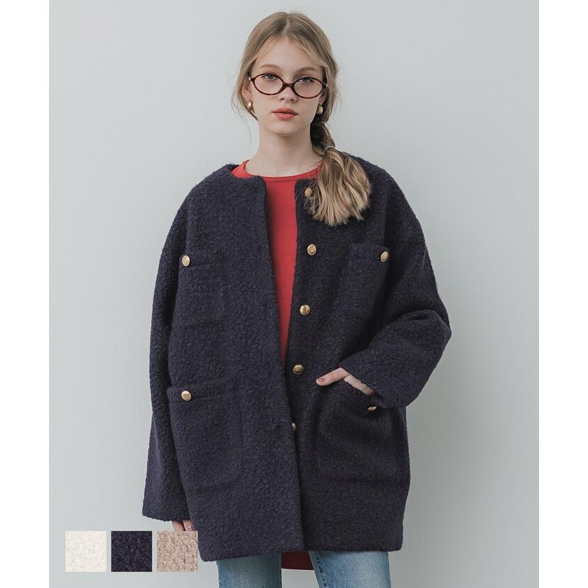 coca（コカ） ￥新色登場／ プードル金釦ノーカラーコート 全4色