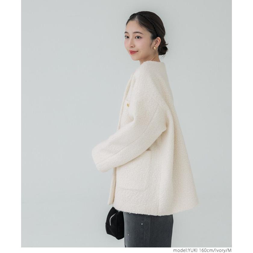 coca（コカ） ￥新色登場／ プードル金釦ノーカラーコート 全4色