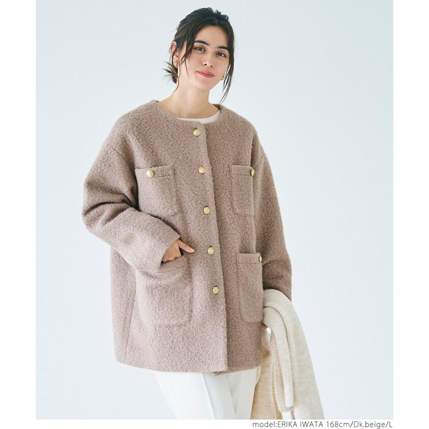 coca（コカ） ￥新色登場／ プードル金釦ノーカラーコート 全4色