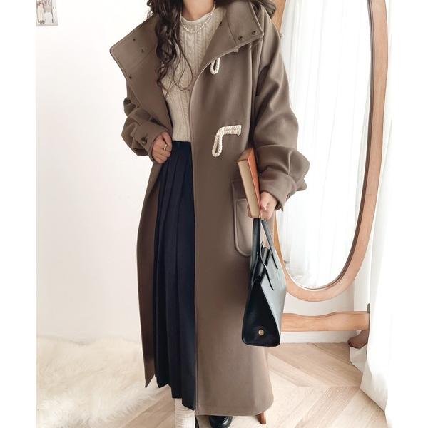 360度お洒落見え。ボリュームスリーブ トグルボタンロングダッフル