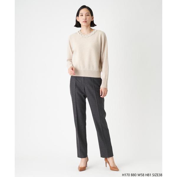 HERMES◇ショルダージップ/セーター(厚手)/XS/カシミア/ブラウン/無地