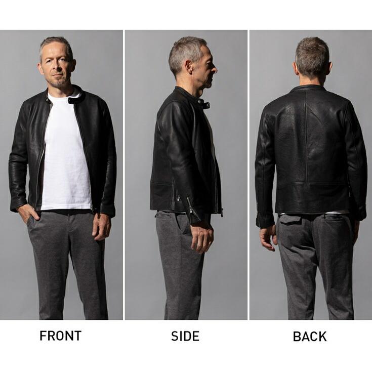 LIUGOO PLUS 本革 シングルライダースジャケット メンズ リューグー