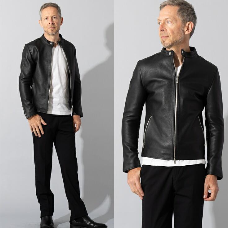 LIUGOO PLUS 本革 シングルライダースジャケット メンズ リューグー