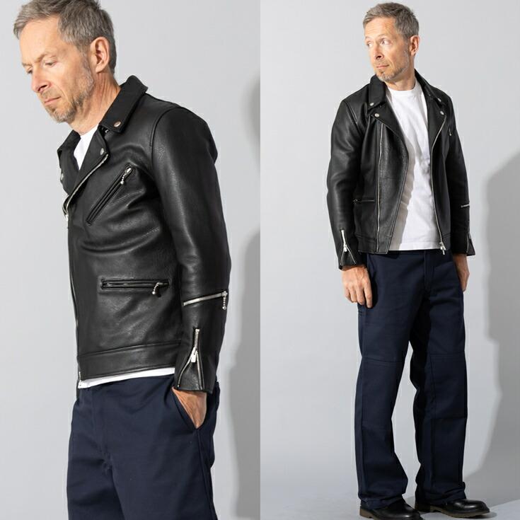 LIUGOO PLUS 本革 ダブルライダースジャケット メンズ リューグープラス DRY16Aの画像