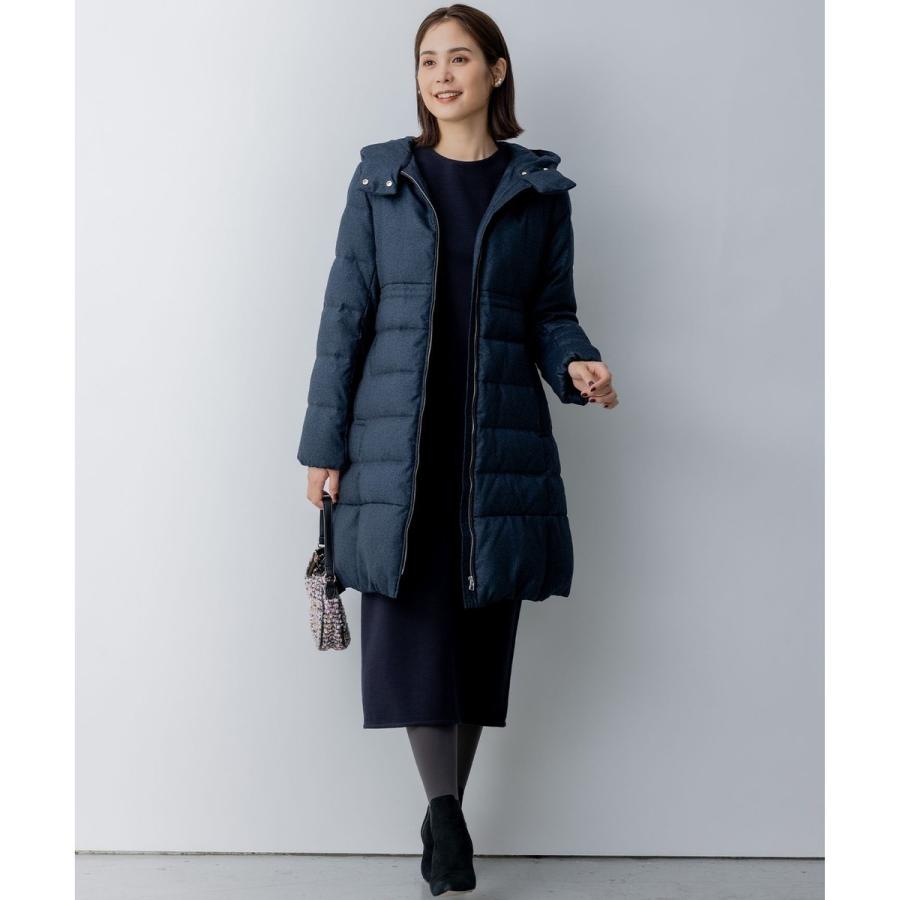 【極美品】近年 組曲「洗える」ライトタフタロングダウン コート Aライン フード 極美品】近年 組曲「洗える」ライトタフタロングダウン コート Aライン