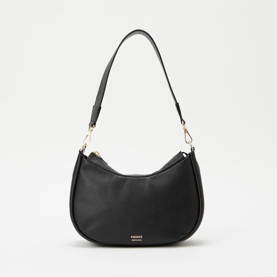 【美品】 russet(ラシット) ハーフムーンバッグ 牛革 ワンショルダー 黒 russet（ラシット） ハーフムーンワンショルダーバッグ (CE-1287-WEB