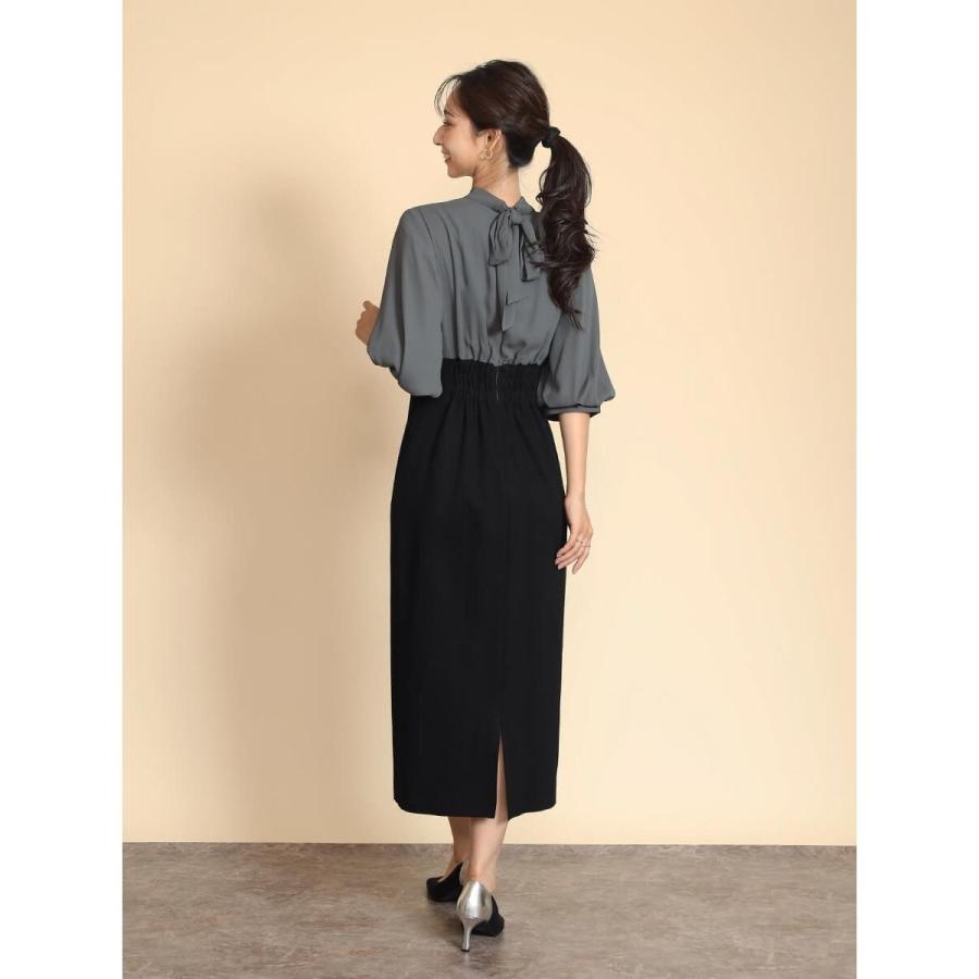 まる様【美品】FENNEL バイカラーバックリボンワンピースチャコールグレー9号 FENNEL バックリボンバイカラーワンピース : マルイ(丸井)Yahoo