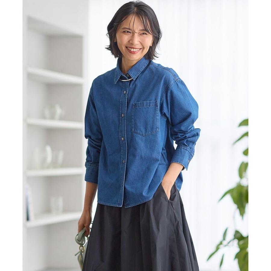 Oggi4月号掲載/洗える】23区DENIM ライトダンガリー クロップドシャツ 