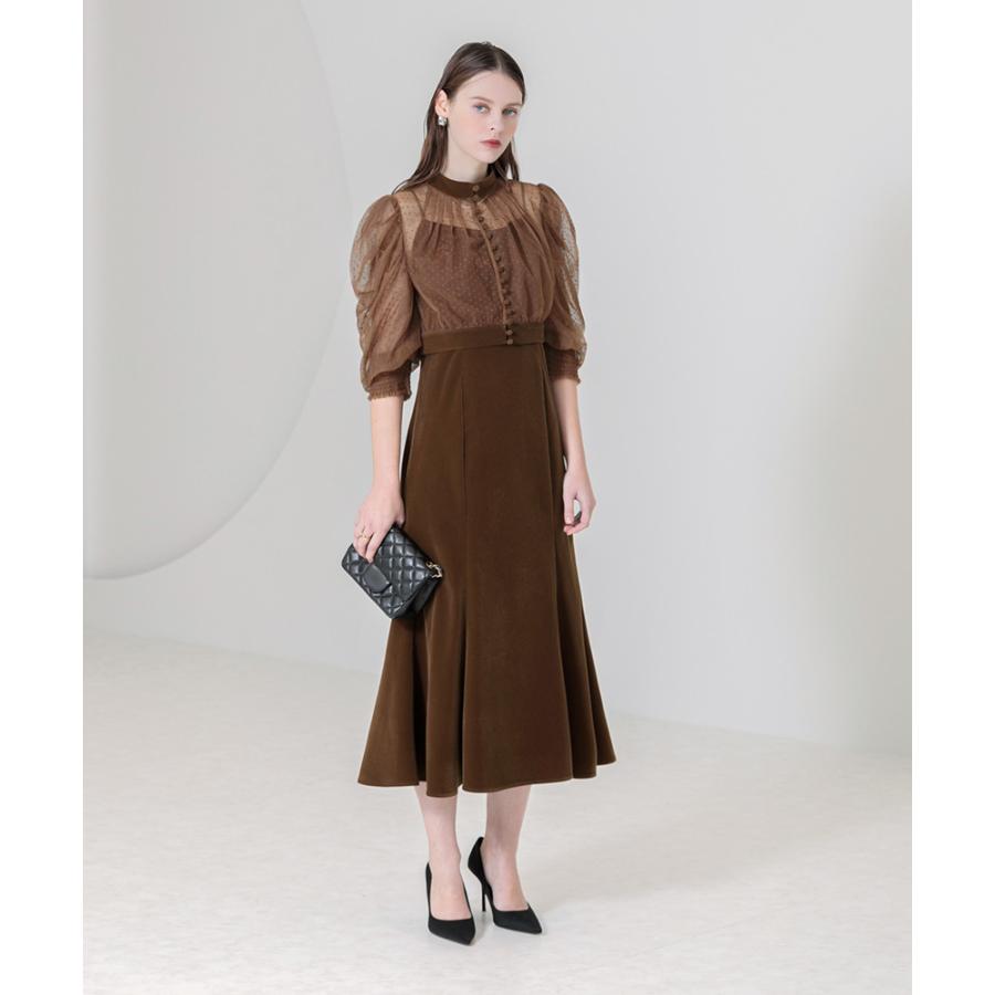 LEJA】ドット柄ボレロマーメイドワンピースセットアップロングドレス