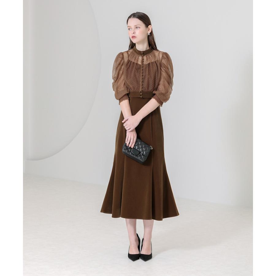 LEJA】ドット柄ボレロマーメイドワンピースセットアップロングドレス