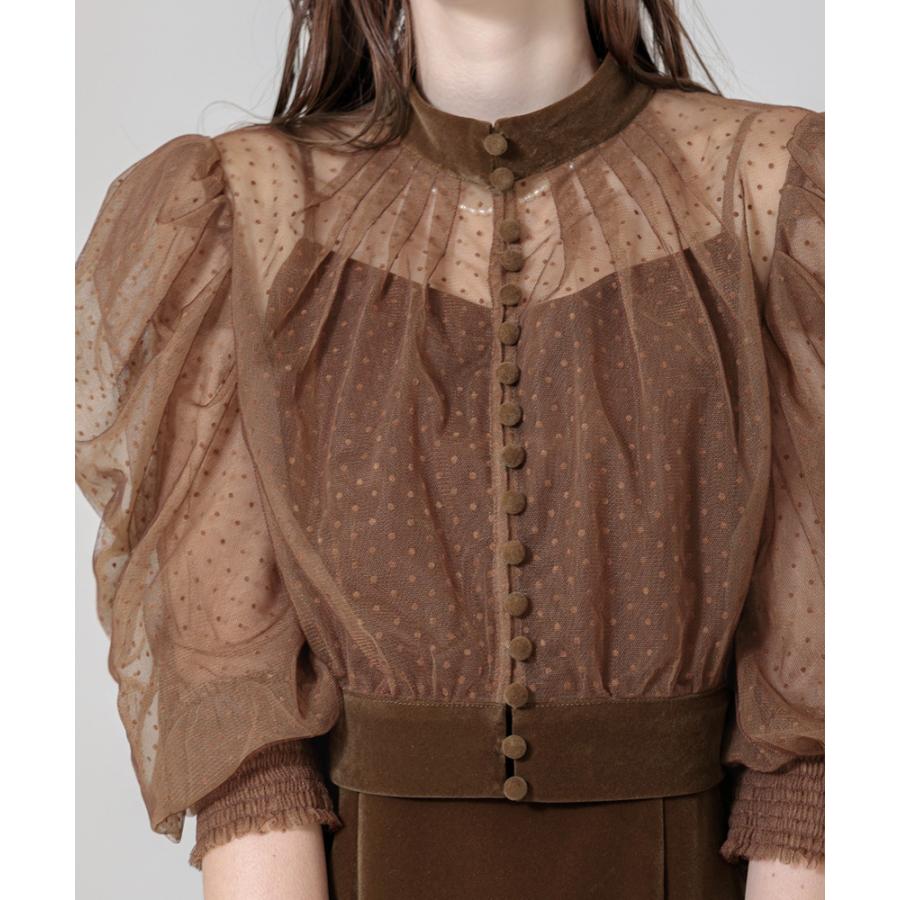 LEJA】ドット柄ボレロマーメイドワンピースセットアップロングドレス