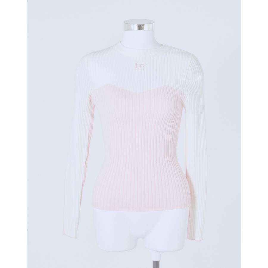 bi color rib knit topsの画像