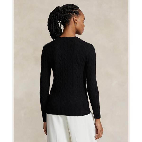 ポロラルフローレン カシミヤ混 ケーブルニット ブラック クルーネック POLO RALPH LAUREN（ポロ・ラルフローレン） ケーブルニット ウール