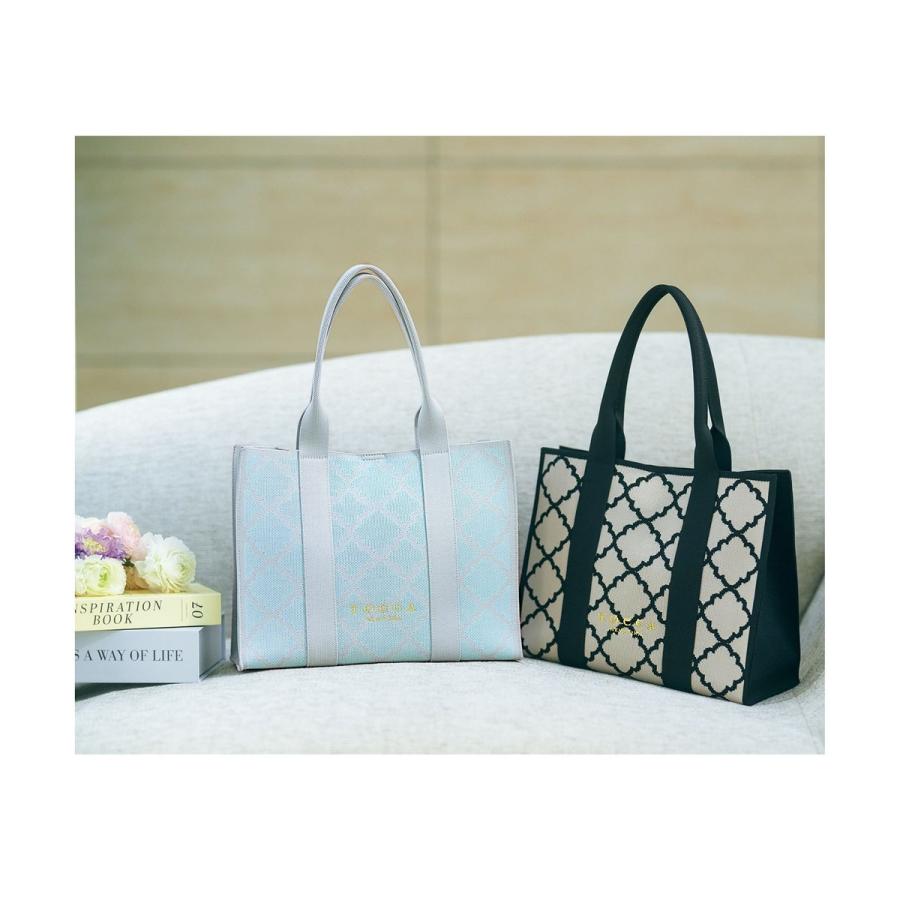 【大人百花掲載】【A4サイズ対応】CHECKER CLOVER KNITBAG ニットバッグの画像
