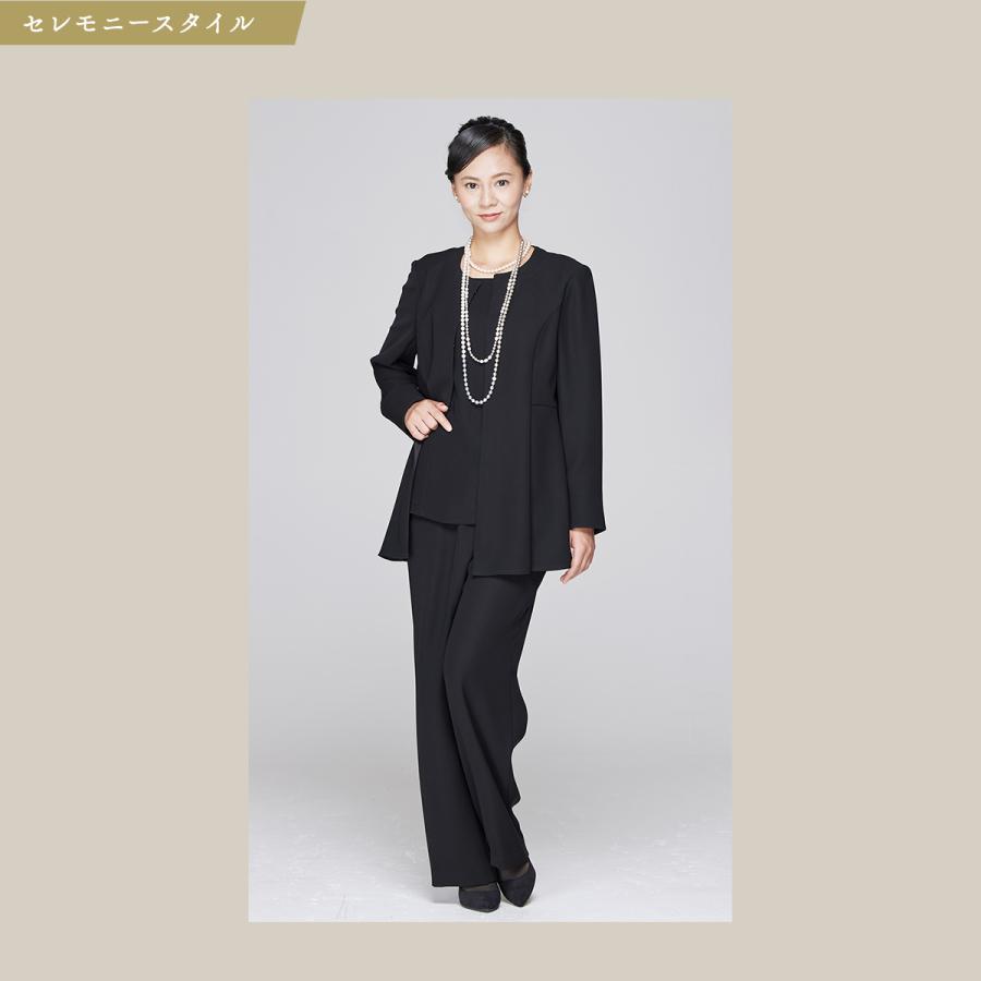 ブラックフォーマル7号〜21号/洗えるストレッチパンツスーツ/2点