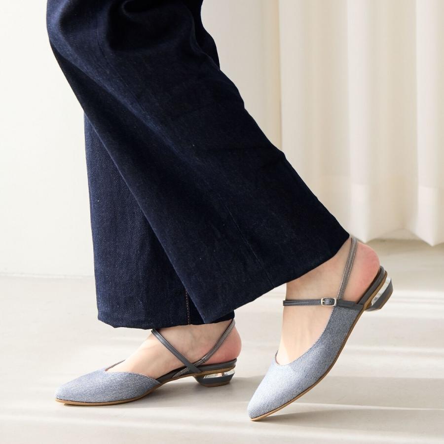 HIMIKO（HIMIKO）/さっと履けるきれいフラット◇【撥水】ローヒールバックストラップパンプス/641212 HIMIKO さっと履けるきれいフラット◇【撥水】ローヒールバック