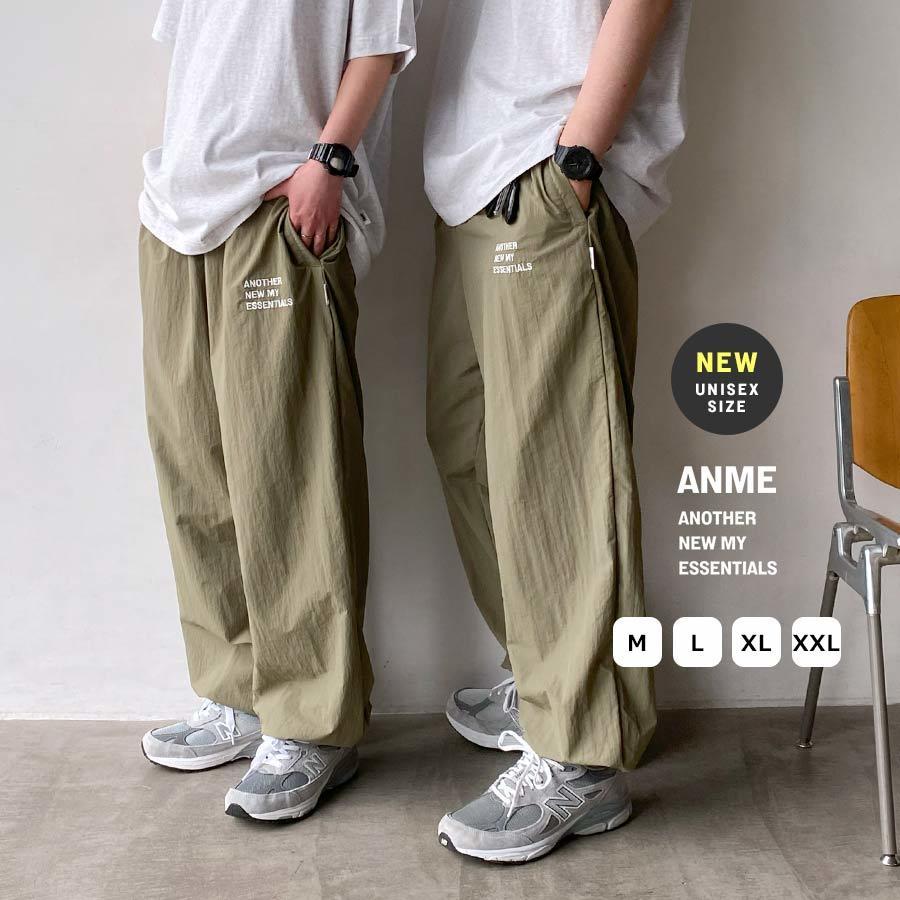 キス  22-030-060-0004-1-0 ロゴナイロンロングパンツ メンズ XS ANME エンブロイダリー ロゴ UV 接触冷感 ナイロンパンツ アンメ