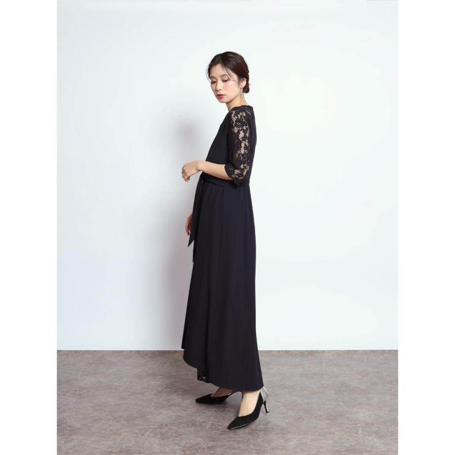 Rire Fete リルフェテ　 レースノットデザインパンツスーツ　ドレス Rire fete（リルフェテ） ノットデザインレースパンツスーツ(Dark Navy