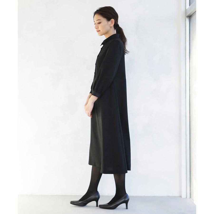 【洗濯機で洗える】喪服　WEB限定/胸元レース切り替えデザインブラックフォーマルワンピース_12