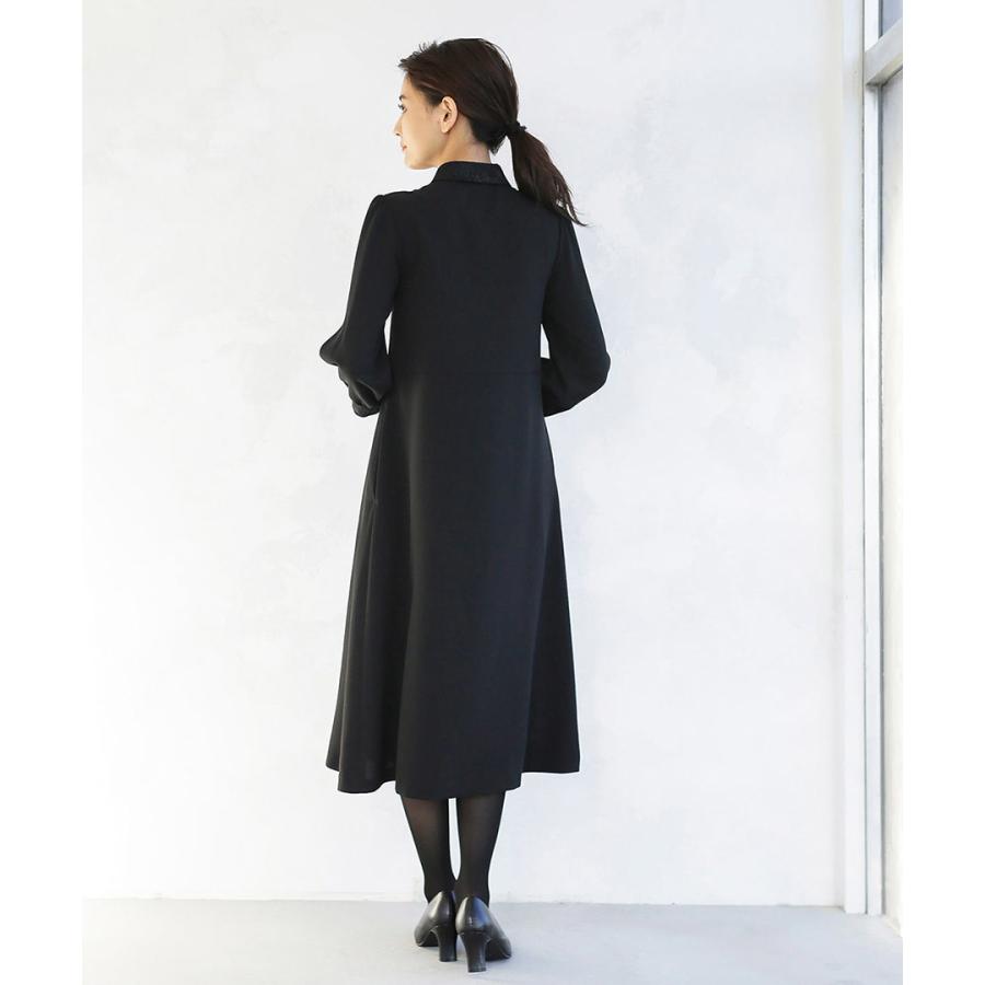 【洗濯機で洗える】喪服　WEB限定/胸元レース切り替えデザインブラックフォーマルワンピース_14