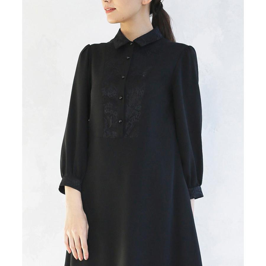 【洗濯機で洗える】喪服　WEB限定/胸元レース切り替えデザインブラックフォーマルワンピース_16