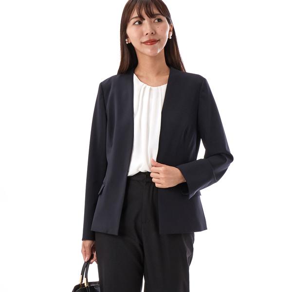 SUIT SELECT 【オールシーズン/お受験にも】洗えるノーカラー