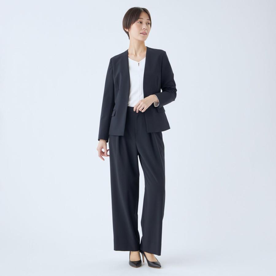 SUIT SELECT 【オールシーズン/お受験にも】洗えるノーカラー