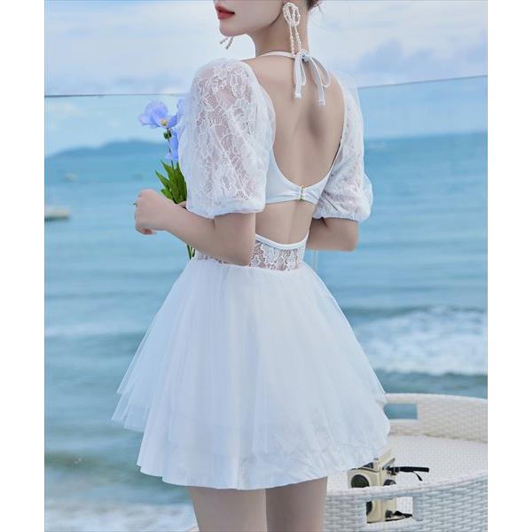 Swankiss ホワイトレース パール付き 水着 TeddyShop（テディショップ） レディース水着 レースコルセットワンピ