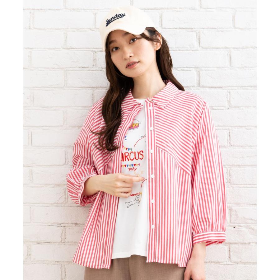 大きいサイズ】 9号・15号(M・3L) NUMPH 切替ストライプシャツ 9号