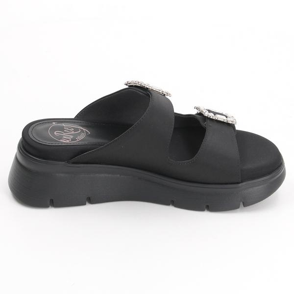 ビジューバックルモチーフミュールサンダル