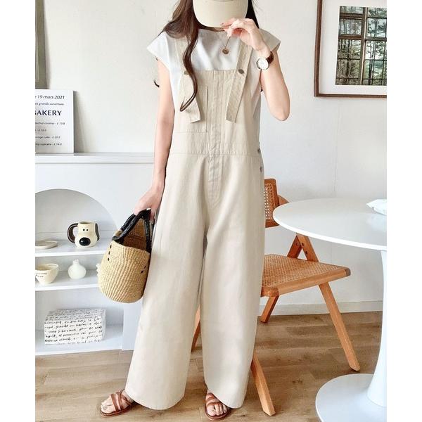【美品】デニムサロペット IVORY 日本製 Javaジャバコラボ》大人の魅力惹き出すデニム。綿100％フロント