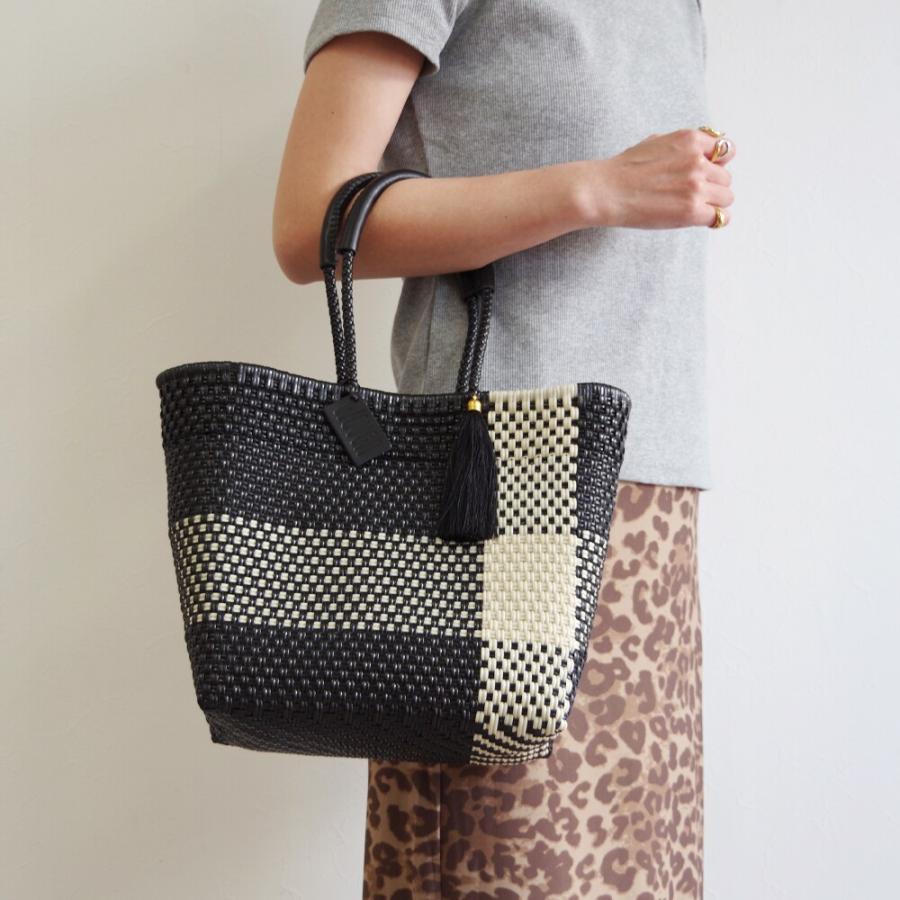 【極美品✨】WOVEN メキシコ製 メルカド カゴバッグ グレー/ホワイト WOVEN (ウーヴン) /エブリデイトート メキシコ製 メルカドバッグ かご