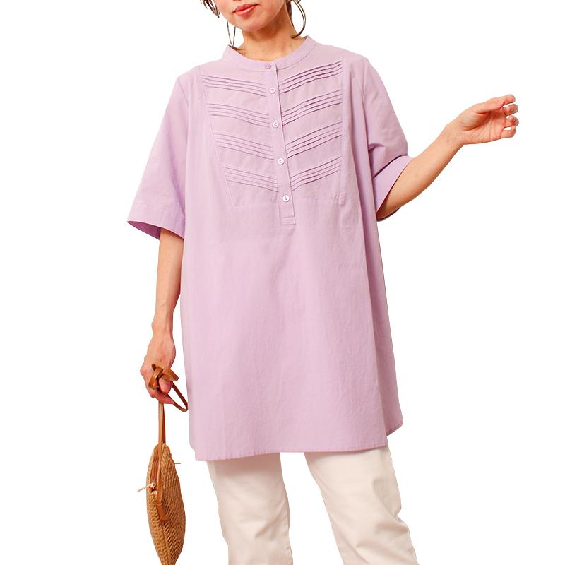 大きいサイズ】ワッシャー コットン ピンタック ブラウス : マルイ