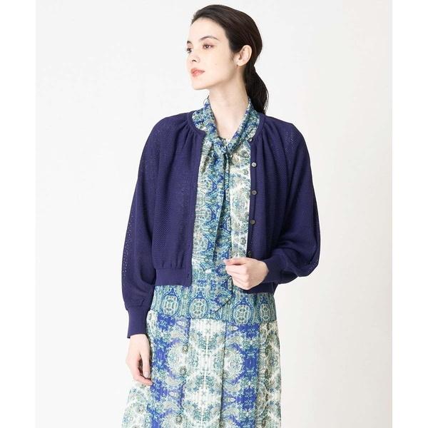 セール】 メッシュ編みZIPカーディガン（ブラック⁄グリーン⁄クリーム