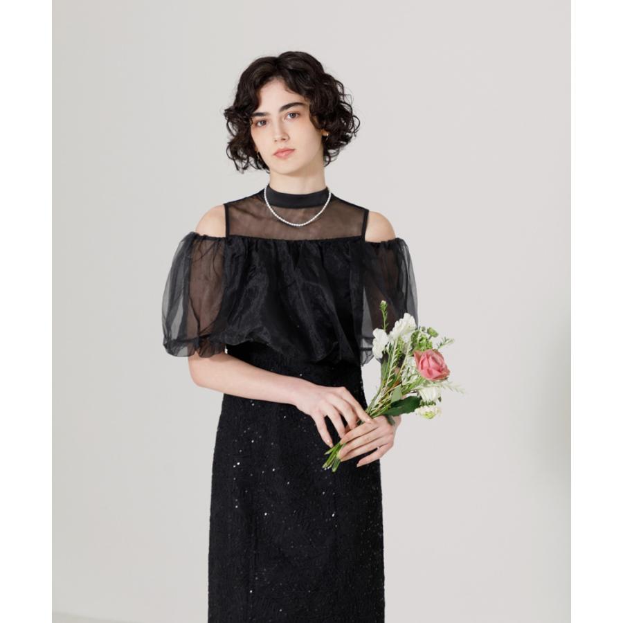 2WAYオフショルダーパフスリーブスリットAラインワンピース 2WAYオフショルダーパフスリーブスリットAラインワンピース レジャ