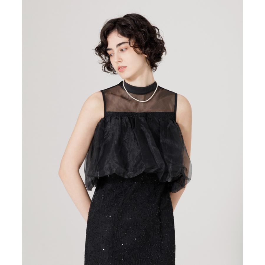 LEJA-2WAYオフショルダーパフスリーブスリットIラインロングドレス