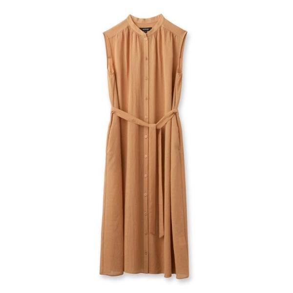 ★ちりりん★UNTITLED 【ジレにもなる】バンドカラーシアーワンピース ◇【ジレにもなるワンピース】バンドカラーデザイン シアー