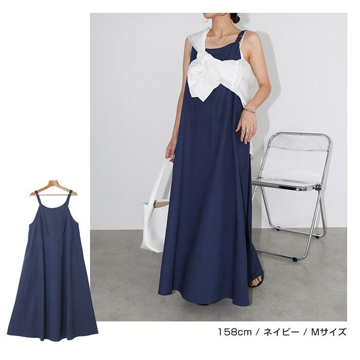 新品タグ付き【emmi】リネン混フレアワンピース　ネイビー　定価27,500円 andme（アンドミー） リネン混 アメスリ フレア ワンピース : マルイ