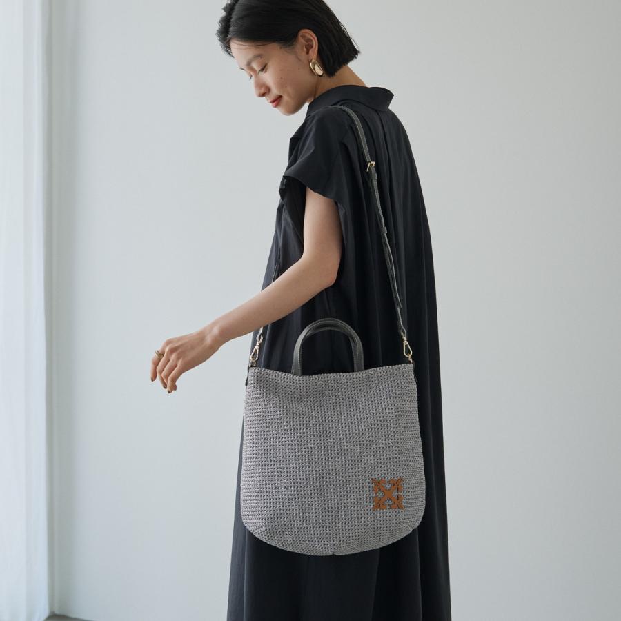 極美品　ラシット russet ラフィア　2024年新作　2wayトートバッグ russet 【2024SS】レザーモチーフ付きラフィア2wayトートバッグ