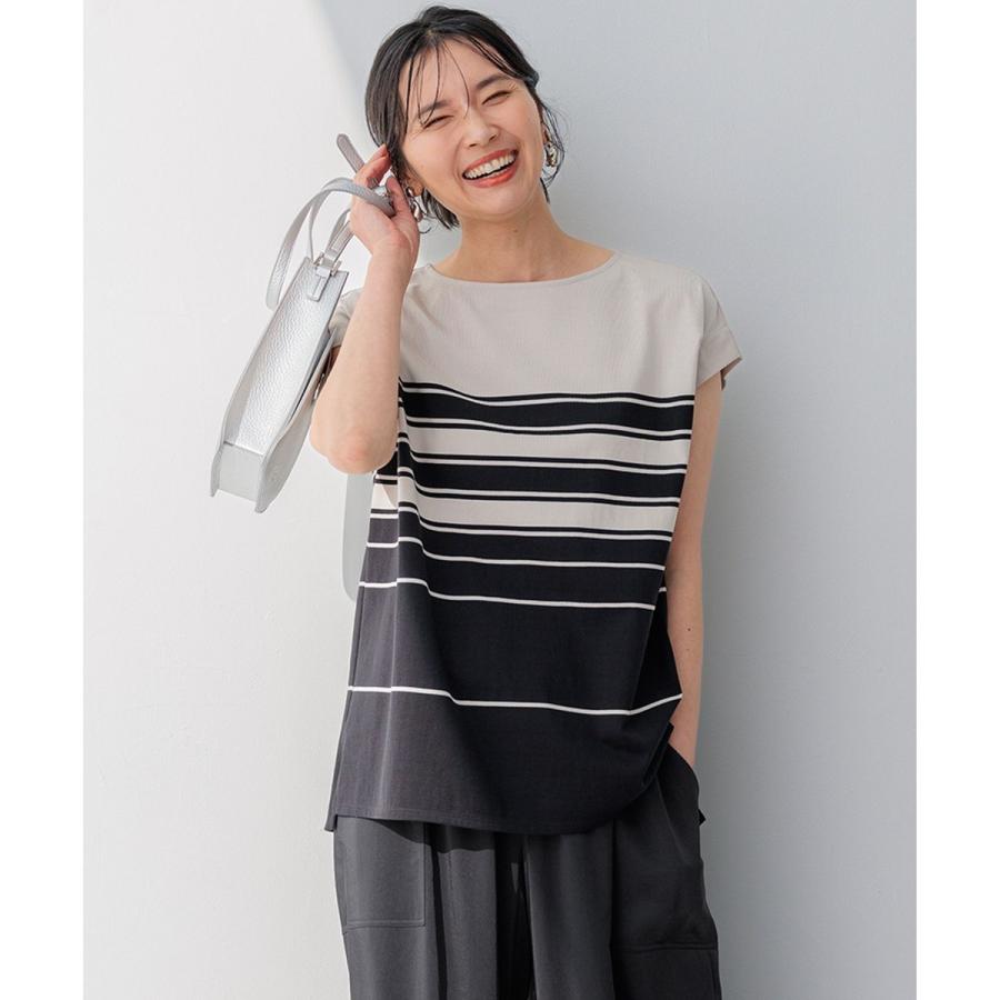 23区 ランダムボーダー フレンチスリーブ カットソー 38サイズ　新品 23区｜【洗える】ランダムボーダー フレンチスリーブ カットソー