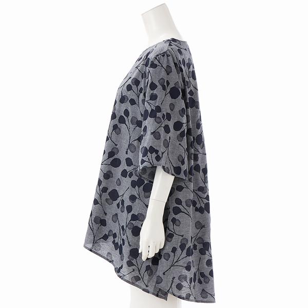【大きいサイズレディース】裾デザインヘムボタニカルプリントコットンチュニック_4